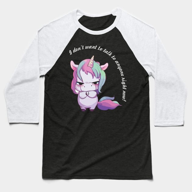 Grumpy Unicorn Baseball T-Shirt by Ara-Mora